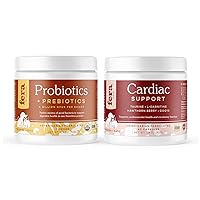 Fera Pets Probiotics and Cardiac Support Supplement Bundle for Dogs and Cats – All Natural Probiotics Powder for 5 Billion CFUs per Scoop – Support Cardiovascular Heart Health (60 Capsules)