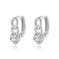 Reffeer Solid 925 Sterling Silver CZ Small Hoop Earrings for Women Teen Girls Link Huggie Earrings Hypoallergenic