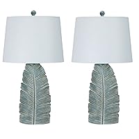 Cory Martin Fangio Lighting's 6292ABLU-2PK 26in Casual Blue Resin Table Lamp with Decorator Shade
