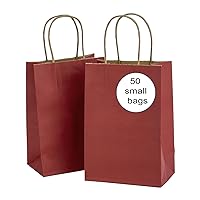 RNORRI 50Pcs Gift Bags, 5.25x3.75x8 Inches Small Paper Bags, Red Gift Bags With Handles, Kraft Bags Bulk For Gifts, Wedding, Jewelry, Business, Party, Birthday, Shopping, Mother's Day, Christmas
