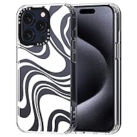 MOSNOVO Compatible with iPhone 15 Pro Case, [Buffertech 6.6 ft Drop Impact] [Anti Peel Off Tech] Clear TPU Bumper Phone Case Cover with White Swirl Designed for iPhone 15 Pro 6.1