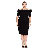 Xscape Women's Plus Size Knee Length Off The Shoulder Scuba Crepe Dress