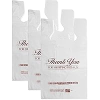 Kovot – Bulk Pack of Plastic Shopping Bags – Thank You For Shopping With Us – 21x12 inches Disposable White T-Shirt Bags.