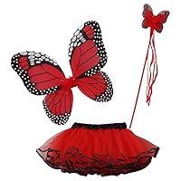 iGirlDress Little Girls Butterfly Wings Halloween Tutu 3 Pcs Set 2-4T
