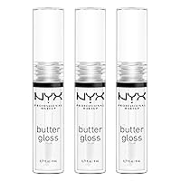 Butter Gloss, Non-Sticky Lip Gloss - Sugar Glass (Clear), Pack Of 3