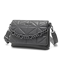 Miss Lulu Small Crossbody Bags for Women, Soft Classic Quilted Handbags with Wide Strap PU Leather Waterproof Cell Phone Shouderbag as Girl Gift