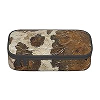 Brown Cowhide Art Print Storage Bag For Business Office Supply,Pencil Case Pen Case,Makeup Bag,Cosmetic Bags Pencil Pouch