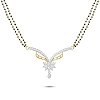 0.33 Cts Round Simulated Diamond Sheen Mangalsutra Necklace 14K Yellow Gold Fn