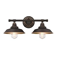 Westinghouse Lighting 6132900 Iron Hill Vintage-Style Two Light LED Indoor Wall Fixture, Oil Rubbed Bronze Finish with Highlights