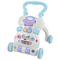Sit to Stand Learning Walker,plplaaoo Baby Push Walkers,Baby Walker Comfortable Handle Speed Control Wheels Rollover Prevention Toddler Stand Walk Learning Tool (Blue), sit to Stand Walker Sit St