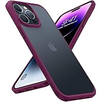 TORRAS Shockproof Designed for iPhone 14 Pro Case, [Military-Grade Drop Tested] Translucent Matte Hard PC Back with Soft Silicone Edge Slim Protective Phone Case 6.1'' 2022 Guardian, Maserati Red