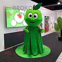 Forest Green Apple mascot costume character dressed with a Wrap Skirt and Ties