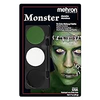 Mehron Makeup Tri-Color Character Makeup Palette | Halloween, Special Effects and Theater Cream Makeup FX Palette | Face Paint Makeup .7 oz (20 g) (Monster)