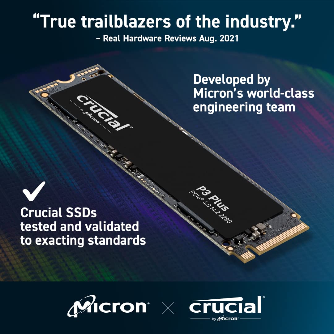 Crucial P3 Plus 4TB PCIe Gen4 3D NAND NVMe M.2 SSD, up to 5000MB/s - CT4000P3PSSD8