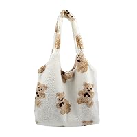 Freie Liebe Cute Bear Tote Bag for Women Fluffy Bag Aesthetic Plush Shoulder Handbags