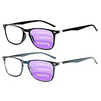 JOSCHOO 2 Pack Progressive Multifocus Blue Light Blocking Readers Reading Glasses for Women Men