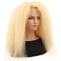Italian Yaki 613 Blonde Lace Front Wigs for Women Pre Plucked Peruvian 13x4 Blonde Kinky Straight Lace Front Wig 150 Density Yaki Human Hair Wigs SPARKLE DIVA (22inch, 613 yaki wig)