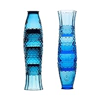 Koi Fish Design Drinking Glasses, Stackable Drinking Glasses, Colored Beverage Glass, Nautical Glassware for Beverage, Fish Shaped Glasses Drinking for Home Decor, Set of 4, Blue
