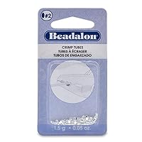 Beadalon Crimp Tubes, Size #2, 1.3 mm/.051 in, I.D., 1.8 mm/.070 in, O.D., Silver Plated, 1.5 g/.05 oz, Approx. 46 pc