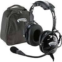 Rugged Air RA200 General Aviation Pilot Headset Features Noise Reduction, GA Dual Plugs, MP3 Music Input, Adjustable Headband and Includes Headset Bag