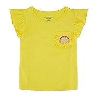 Girls' Short Sleeve Graphic T-Shirt, Tagless Cotton Tee with Fun Designs, Gold Finch Smile, 16