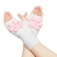 Cute Cat Paw Mittens Gloves, Kawaii Cat Cosplay Kawaii Soft 3D Toes Beans Fingerless Cat Claw Paws Pad Sleeve