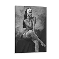 ToMart SEXY POSTER Nun -Naughty Nun -Nuns Snaps -Smoking Nuns Canvas Painting Posters And Prints Wall Art Pictures for Living Room Bedroom Decor 08x12inch(20x30cm) Frame-style