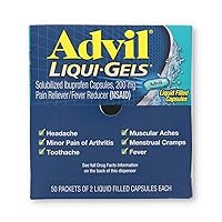 Advil Liqui-Gels Pain Reliever Refill, 2 Tablets Per Packet, Box of 50 Packets