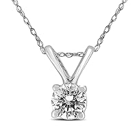 AGS Certified Round Diamond Solitaire Pendant I-J Color, SI1-SI2 Clarity (1/4 CT - 1 CT)