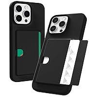 GOOSPERY Rail 2 Card Case Wallet with Card Holder Compatible for iPhone 15 Pro Max Case [Light Silicone + Soft Protection] User Friendly Credit Card Holder, Matte Black