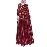 Kaftans for Women Prayer Abaya Polka Dots Muslim Dress Hijab Abaya Prayer Clothes Islamic Wear Dubai Kaftan Jilbab Burqa Kaftan Dresses for Women Red 2X