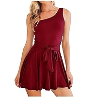 One Shoulder Romper Women's Sleeveless Tie Front Short Rompers 2023 Summer Outfits Sexy Solid Jumpsuits Shorts