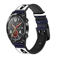 CA0428 Anchor Navy Leather & Silicone Smart Watch Band Strap for Wristwatch Smartwatch Smart Watch Size (20mm)