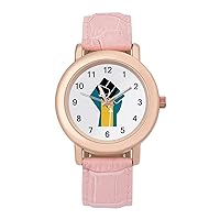 Bahamas Flag Resist Fashion Leather Strap Women's Watches Easy Read Quartz Wrist Watch Gift for Ladies