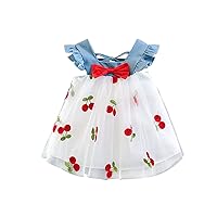 Girl Pleated Dress Princess Skirt Mesh Bow Baby Denim Mesh Skirt 4t Dress