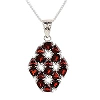 NOVICA Handcrafted Garnet Flower Necklace Floral .925 Sterling silver Red Pendant India Birthstone 'Glorious'