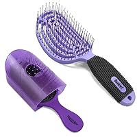 NuWay 2 Brush Set - Detangling Hair Dryer Safe Brushes for All Hair Types (Purple)