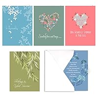 Heartfelt Sympathy Card Pack / 25 Condolences Greeting Cards / 5 Warm Comfort Designs / 4 5/8