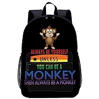 Rainbow Always Be Yourself Pirate Monkey 17 Inch Laptop Backpack Lightweight Work Bag Business Travel Casual Daypack