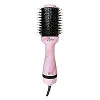 Blow Dry Brush - Blow Dryer with Adjustable Heat and Speed Settings - Dual-Bristle Design for Smoothness and Volume - Pink Marble - 1 pc
