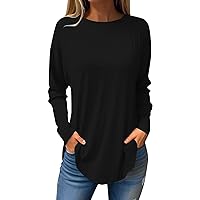 Womens Tank Tops,Womens Tops Long Sleeve Solid Color Round Neck Loose Fit T Shirts 2024 Summer Fashion Y2K Tunic Blouse Bathing Suit Top