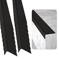 Stair Edge Protector (Pack of 15) 36x2x1 inch Anti-Slip Stair Corner Trim Rubber Strips - Waterproof Self-Adhesive Staircases for Outdoor & Indoor Uses | Protect Kids & Pets - Black