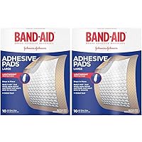 Band-Aid Brand Adhesive Bandages, Large Adhesive Pads, 10-Count Bandages (Pack of 2)