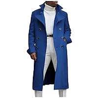 Men's Trench Coats Notch Lapel Double Breasted Long Peacoat Warm Soft Overcoat Winter Long Jacket Windbreaker Coats
