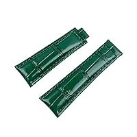 20mm Italian Cowhide Soft Watch Band Leather Watchband Suitable for Rolex Strap Daytona Submariner Deepsea GMT OYSTERFLEX Belt (Color : Green, Size : Black Buckle)