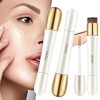 Happyhours 2 in 1 Foundation Anti-Wrinkle Concealer with Built-in Brush, Novo Foundation and Concealer Double Head Makeup Stick, Waterproof Long Lasting Anti-Wrinkle Concealer Foundation (2Pcs-03)