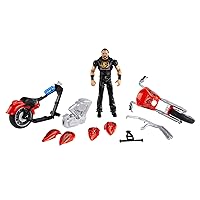 WWE Wrekkin Slam Cycle Motorcycle (10.5 in) with Wheelie Action and 9 breakable parts, with 6-in/15.24-cm Drew McIntyre Basic Action Figures; Gift for Ages 6 Years Old & Up