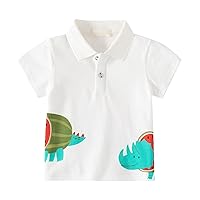 Toddler Basketball Clothes Boys Button Down Shirt Cartoon Dinosaur Pattern with Pockets for 2 to 8 Years Old Fruit Pack