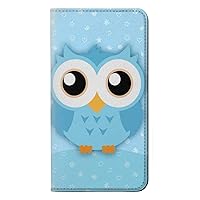 RW3029 Cute Blue Owl PU Leather Flip Case Cover for Motorola Moto E6, Moto E (6th Gen)