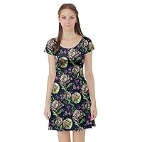 CowCow Womens Vintage Floral Short Sleeve Dress